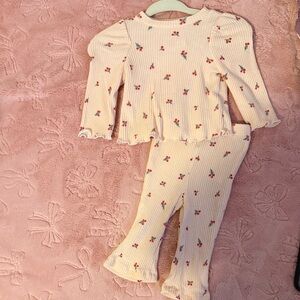 Cat & Jack Cream Pajama Set with Cherry Design